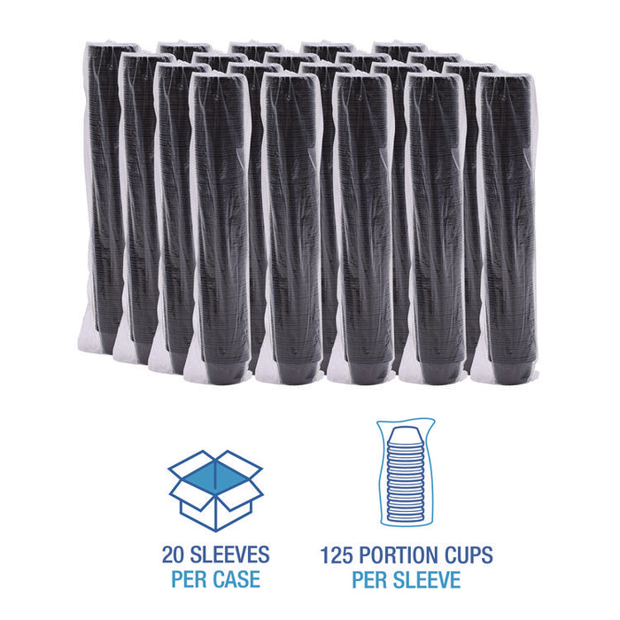 Souffle/Portion Cups, 4 oz, Plastic, Black, 2,500/Carton