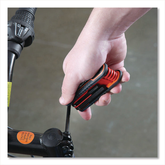 Hex Key Fold-Up Tool Set, Two-Piece, Metric/SAE, Black-Oxide/Blue (SAE), Black-Oxide/Red (Metric)