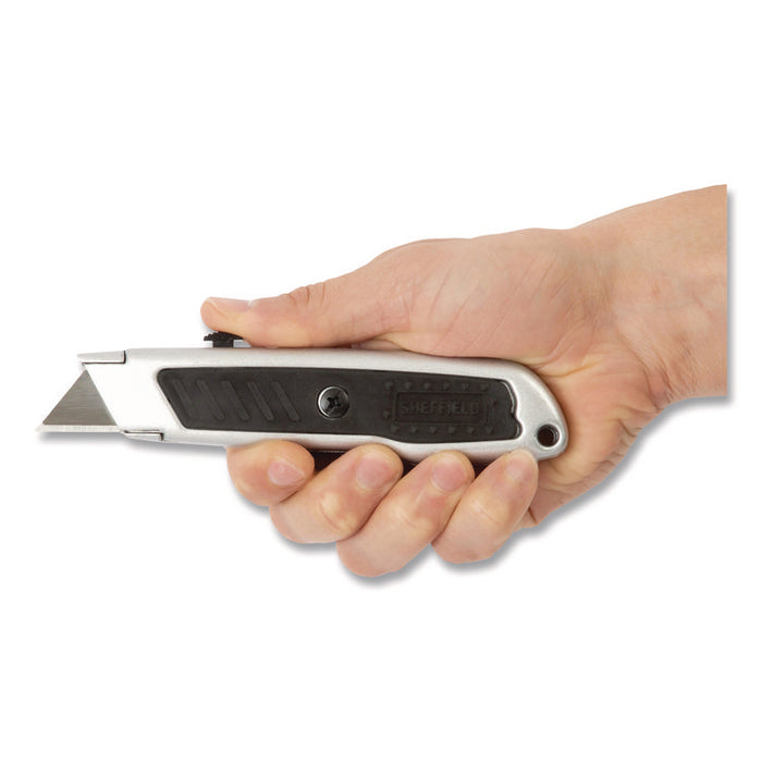 Retractable Utility Knife, 1.25" Blade, 3.5" Plastic Handle, Black/Gray