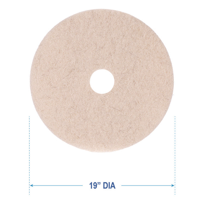 Natural Hog Hair Burnishing Floor Pads, 19" Diameter, Tan, 5/Carton