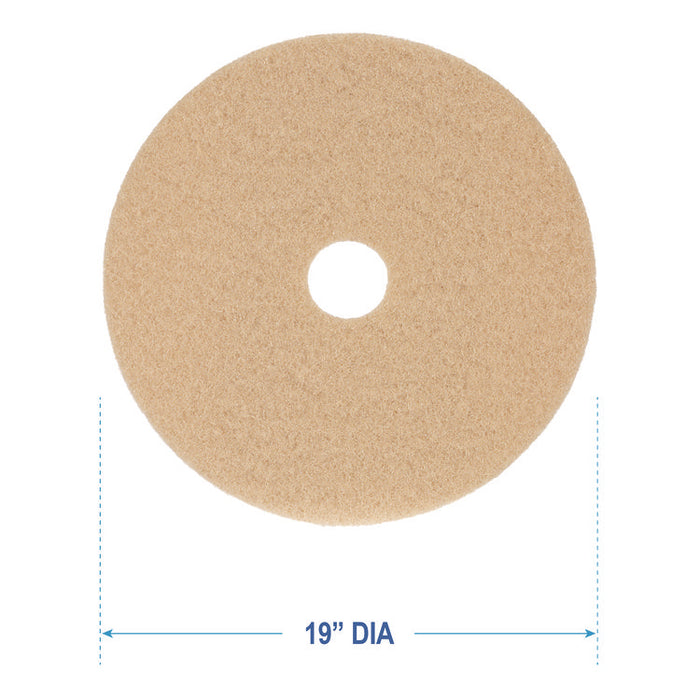 Burnishing Floor Pads, 19" Diameter, Tan, 5/Carton