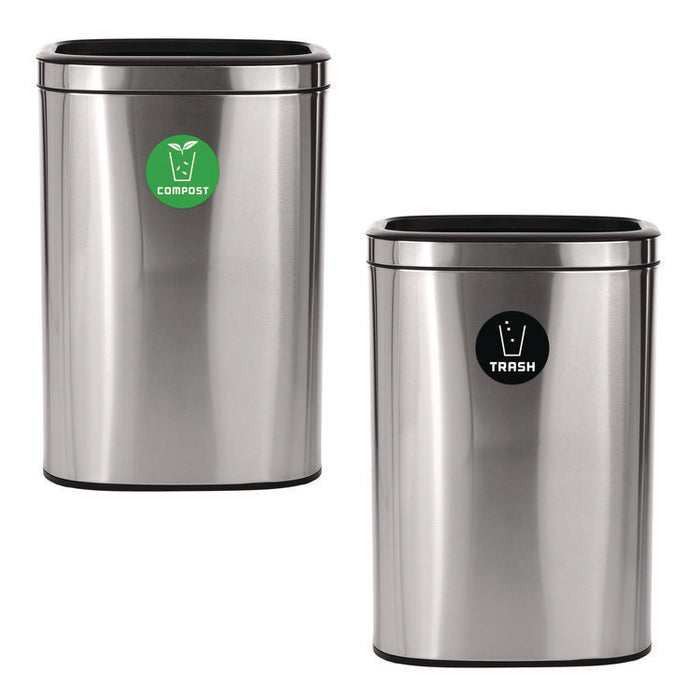 10.5 Gallon Compost and Trash Station, Brushed Stainless Steel