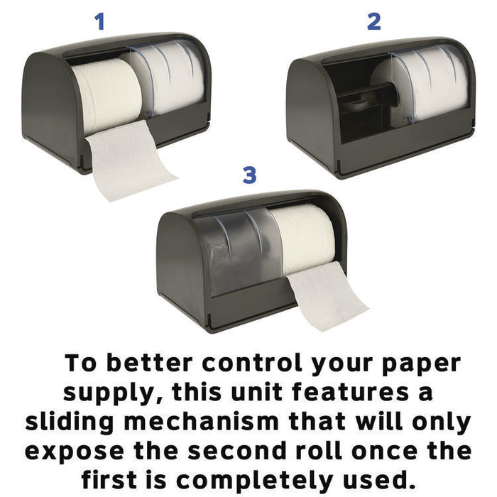 Side-by-Side Double Roll Toilet Tissue Dispenser, 6.3 x 6.3 x 10.3, Gray
