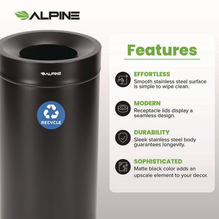 27 Gallon Stainless Steel Recycling Can, Black