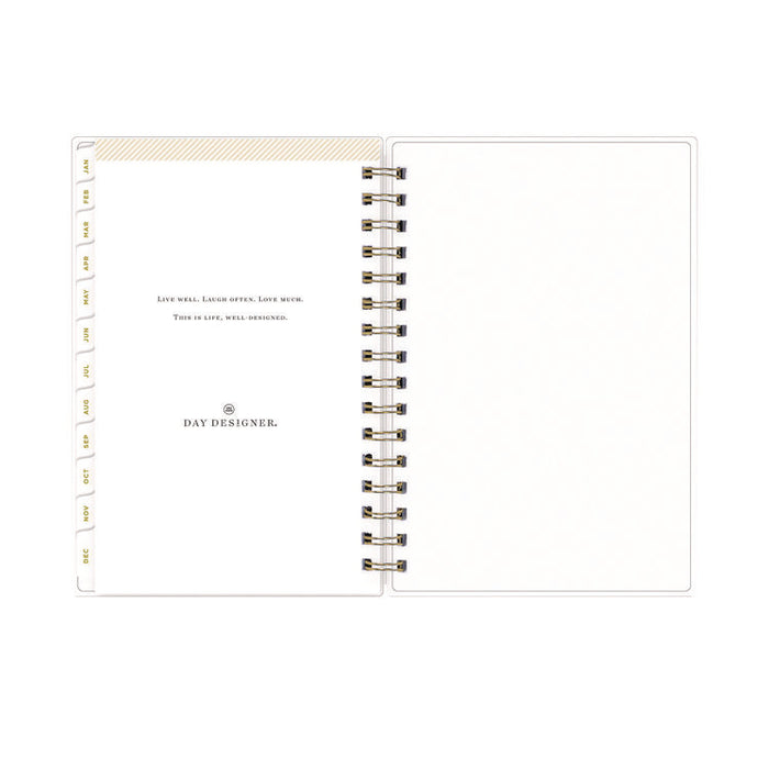 Day Designer Navy Stripe Daily/Monthly Planner, Horizontal Stripe Artwork, 8 x 5, Navy/White Cover, 12-Month (Jan-Dec): 2026