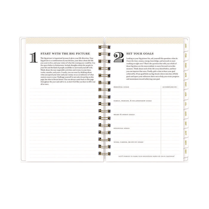 Day Designer Navy Stripe Daily/Monthly Planner, Horizontal Stripe Artwork, 8 x 5, Navy/White Cover, 12-Month (Jan-Dec): 2026