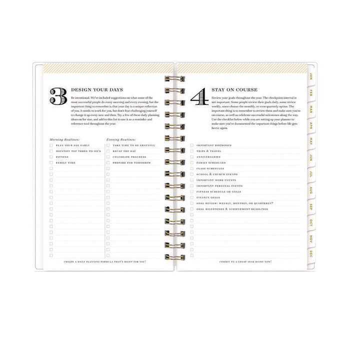Day Designer Navy Stripe Daily/Monthly Planner, Horizontal Stripe Artwork, 8 x 5, Navy/White Cover, 12-Month (Jan-Dec): 2026