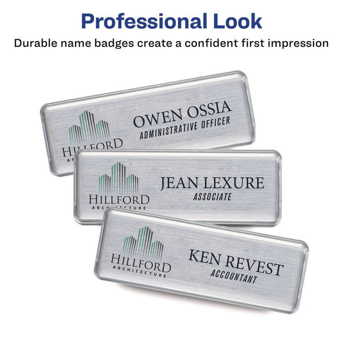 The Mighty Badge Name Badge Inserts, 1 x 3, Clear, Laser, 20/Sheet, 5 Sheets/Pack