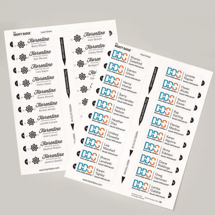 The Mighty Badge Name Badge Inserts, 1 x 3, Clear, Laser, 20/Sheet, 5 Sheets/Pack