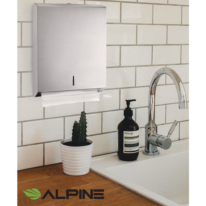 Vertical C-Fold/Multi-Fold Paper Towel Dispenser, 14.5 x 4 x 11.2, Brushed Stainless Steel