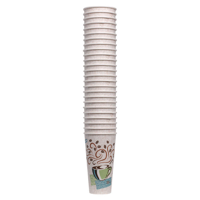 PerfecTouch Paper Hot Cups, 20 oz, Coffee Haze Design, 25/Pack
