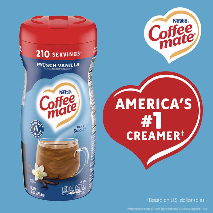 Non-Dairy Powdered Creamer, French Vanilla, 15 oz Canister, 12/Carton