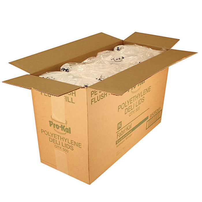 Pro Kal Polyethylene Flush Fill Round Deli Lids, 4.6" Diameter, Clear, Plastic, 500/Carton