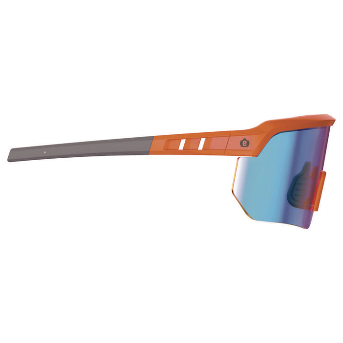Skullerz AEGIR Anti-Scratch Enhanced Anti-Fog Safety Glasses, Orange Half Frame, Polarized Mirrored Blue Single Lens