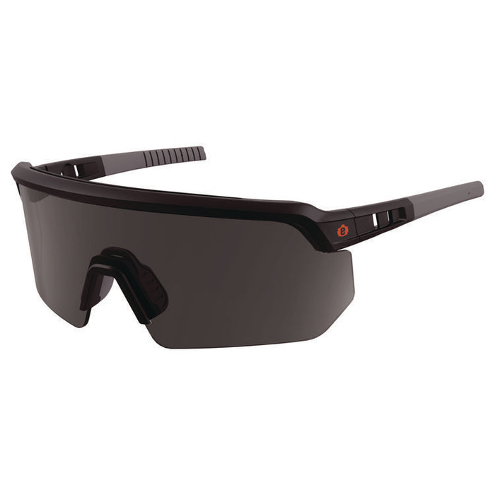 Skullerz AEGIR Anti-Scratch Enhanced Anti-Fog Safety Glasses, Matte Black Half Frame, Polarized Smoke Single Lens