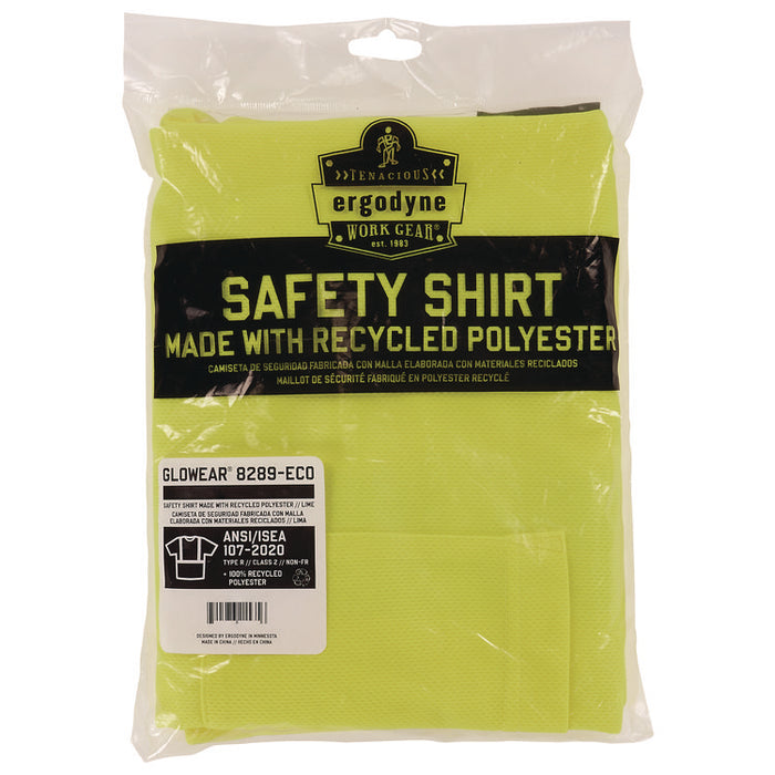 GloWear 8289-ECO Class 2 Recycled Hi-Vis T-Shirt, X-Large, Lime