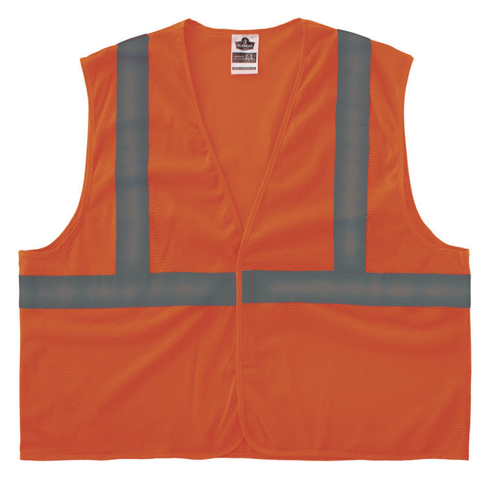 GloWear 8205HL-ECO Class 2 Recycled Hi-Vis Vest, Mesh, Polyester, 4X-Large/5X-Large, Orange