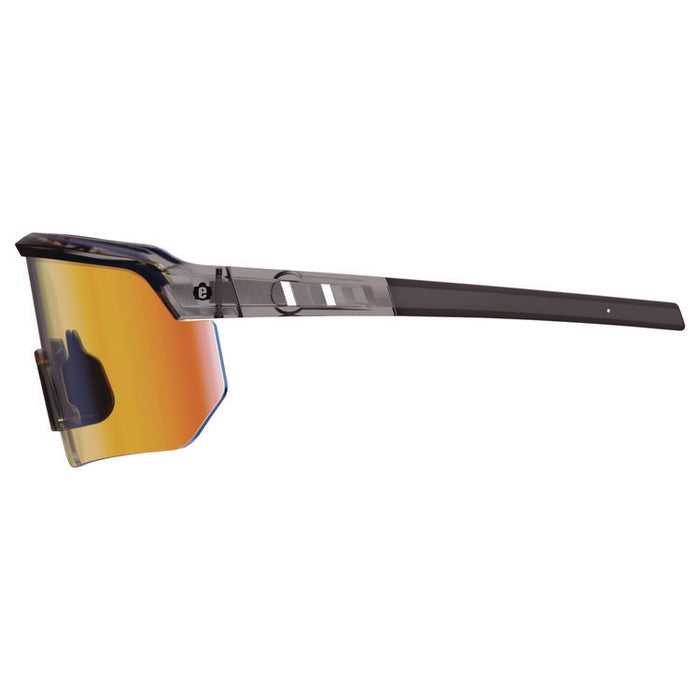 Skullerz AEGIR Anti-Scratch Enhanced Anti-Fog Safety Glasses, Clear Smoke Half Frame, Polarized Mirrored Orange Single Lens