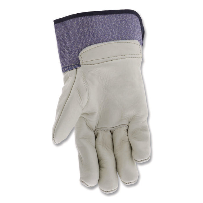 Mustang Leather Palm Gloves, Gunn Cut, Wing Thumb, X-Large, Blue/Cream, 12 Pairs