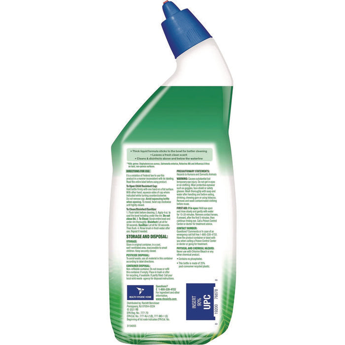 Cling and Fresh Toilet Bowl Cleaner, Forest Rain Scent, 24 oz Angle-Neck Bottle, 2/Pack