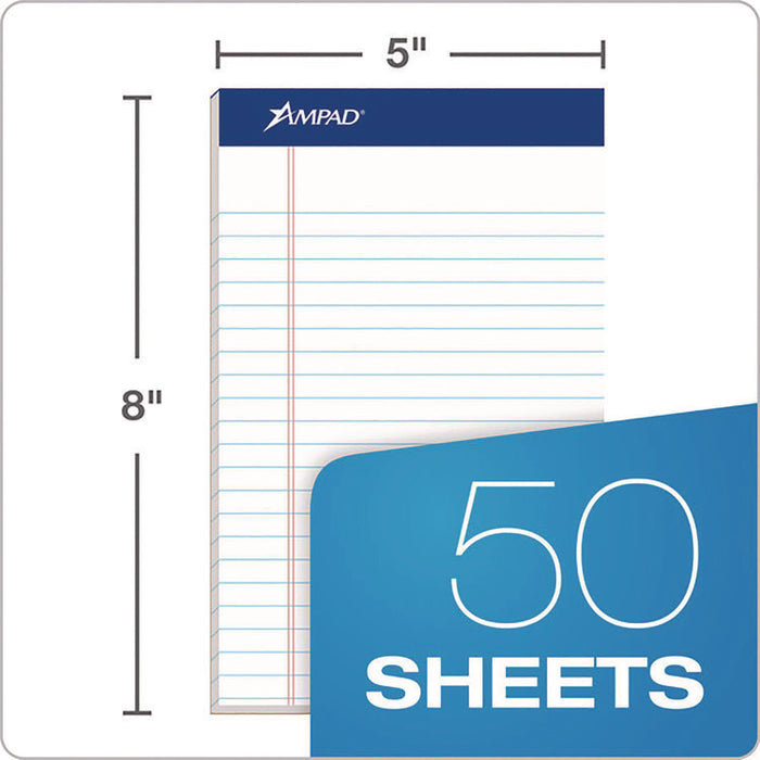 Perforated Writing Pads, Narrow Rule, (50) White 5 x 8 Sheets, Dozen