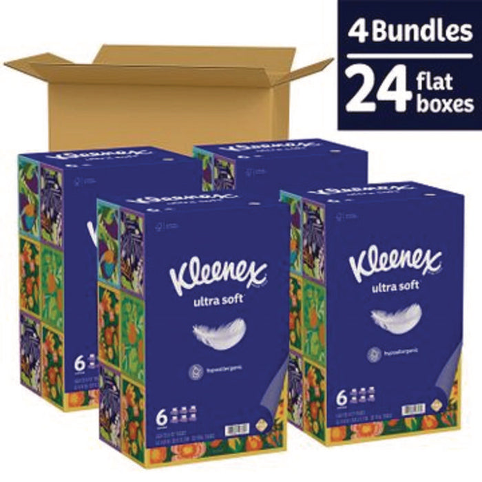 Ultra Soft Facial Tissue, 3-Ply, White, 120 Sheets/Box, 6 Boxes/Pack, 4 Packs/Carton