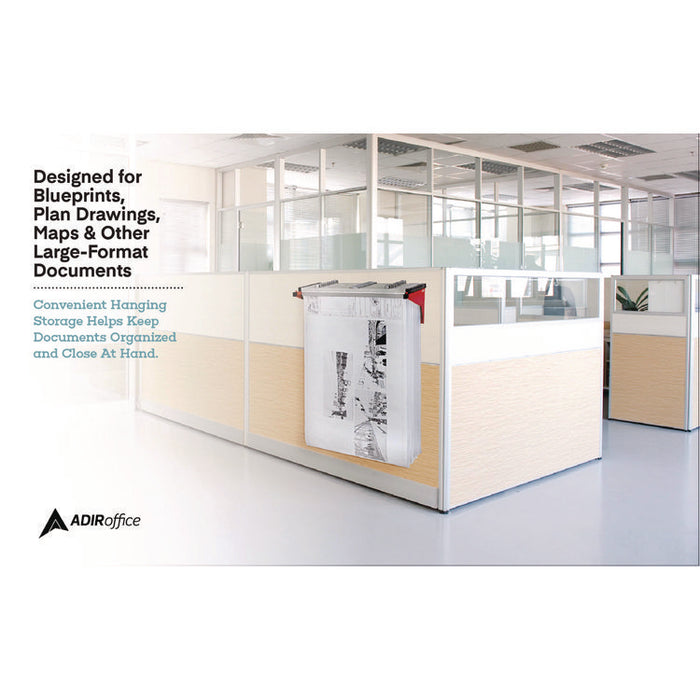 Drop Lift Blueprint Storage Wall Rack, Assorted Document Sizes Accommodated, 7.9" x 1.2" x 7.1", Red