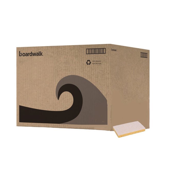 Light-Duty Scrubbing Sponge, Individually Wrapped, 3.6 x 6.1, 0.7" Thick, Yellow/White, 20/Carton