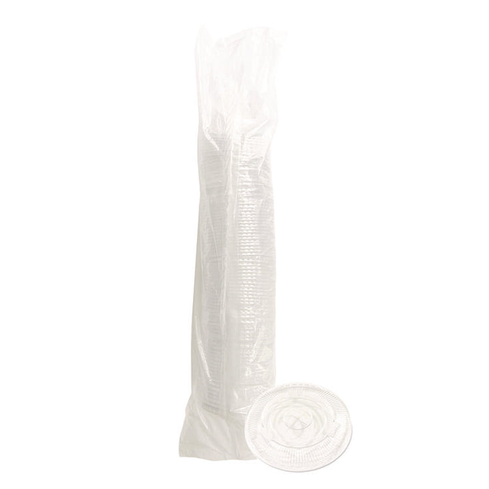 PET Cold Cup Straw-Slot Lids, Fits 9 oz to 10 oz Cold Cups, Plastic, Clear, 100/Pack