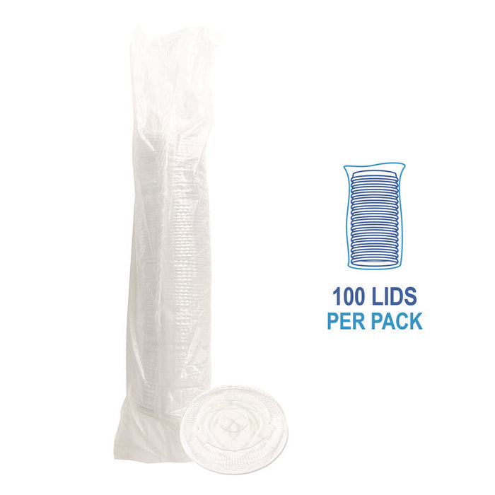 PET Cold Cup Straw-Slot Lids, Fits 9 oz to 10 oz Cold Cups, Plastic, Clear, 100/Pack