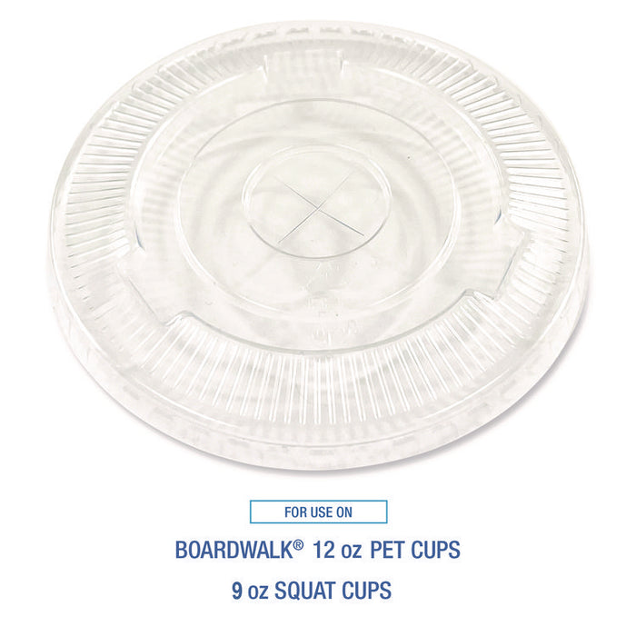 PET Cold Cup Straw-Slot Lids, Fits 9 oz to 10 oz Cold Cups, Plastic, Clear, 100/Pack