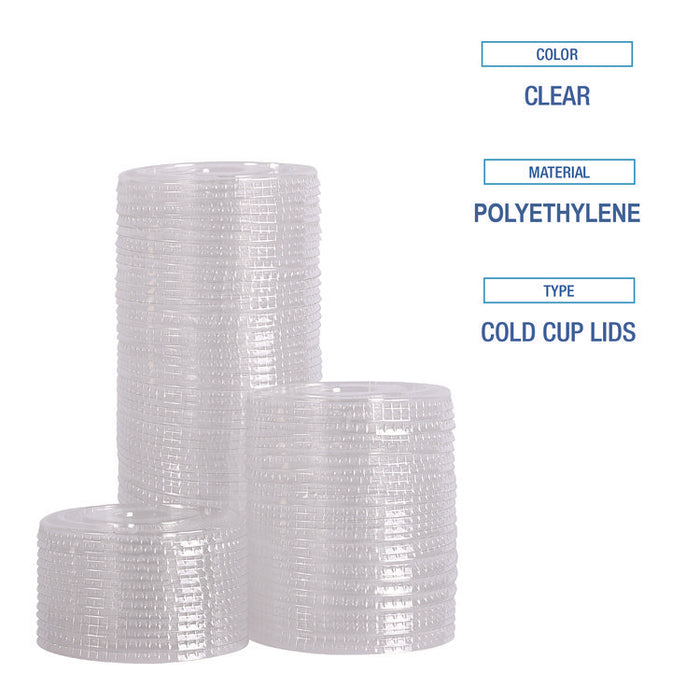 PET Cold Cup Straw-Slot Lids, Fits 9 oz to 10 oz Cold Cups, Plastic, Clear, 100/Pack