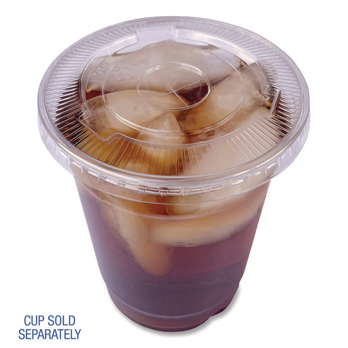 PET Cold Cup Straw-Slot Lids, Fits 9 oz to 10 oz Cold Cups, Plastic, Clear, 100/Pack
