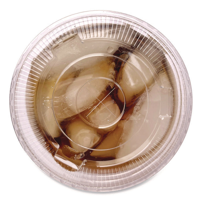 PET Cold Cup Straw-Slot Lids, Fits 9 oz to 10 oz Cold Cups, Plastic, Clear, 100/Pack