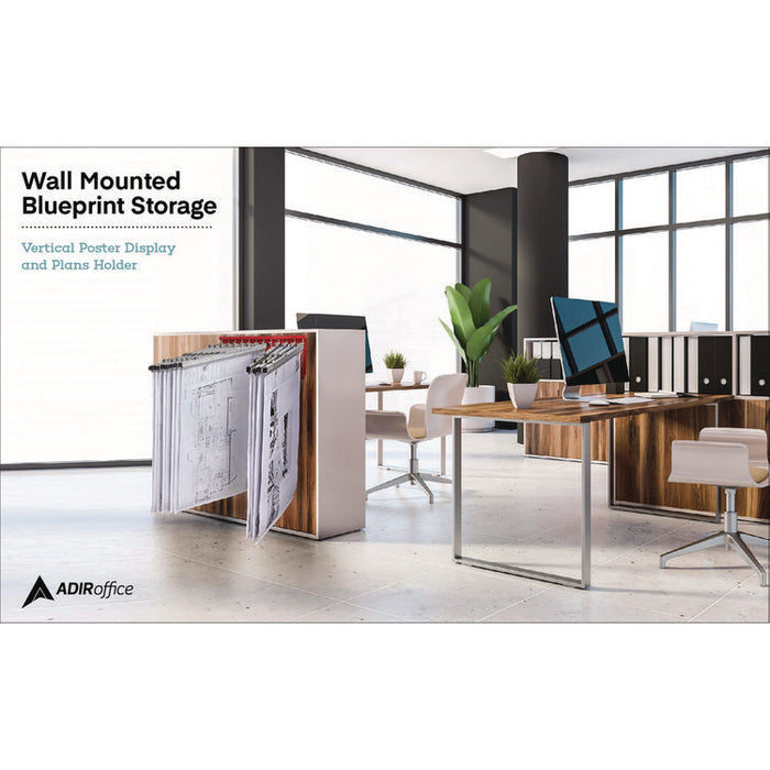 Large File Blueprint Pivot Wall Rack, Assorted Document Sizes Accommodated, 11" x 15.8" x 23.9", Red