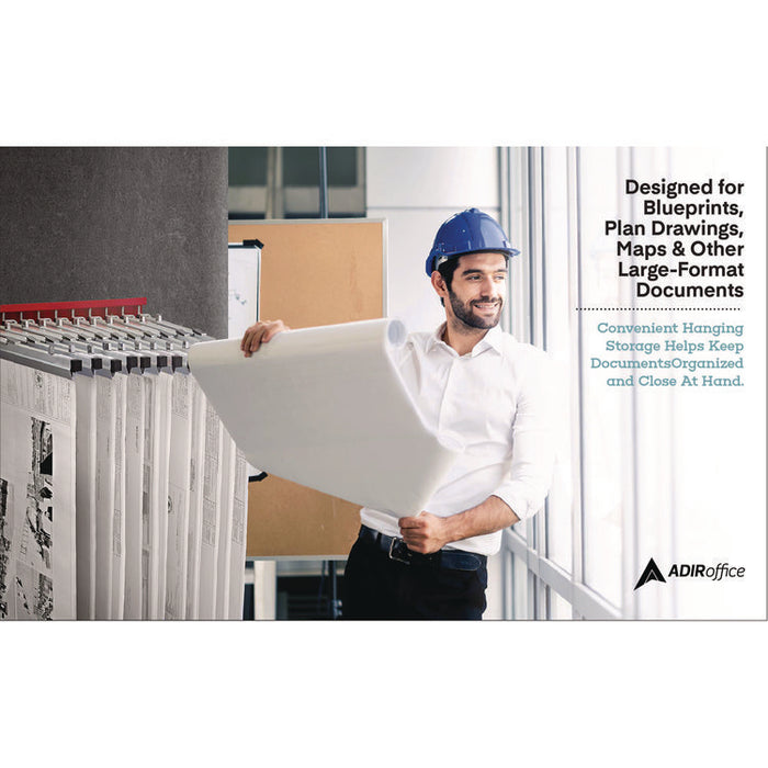 Large File Blueprint Pivot Wall Rack, Assorted Document Sizes Accommodated, 11" x 15.8" x 23.9", Red