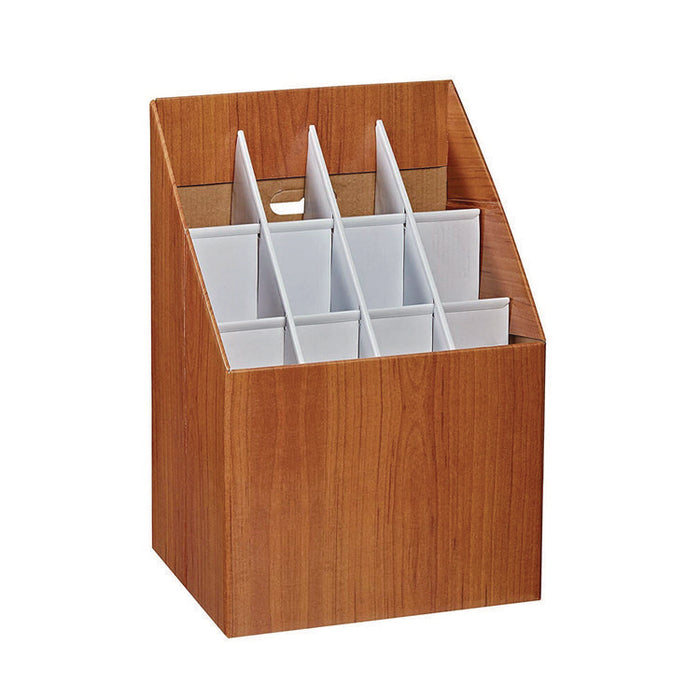 Upright Blueprint Rolled File Corrugated Box, 12 Compartments, 15 x 12 x 22, Oak