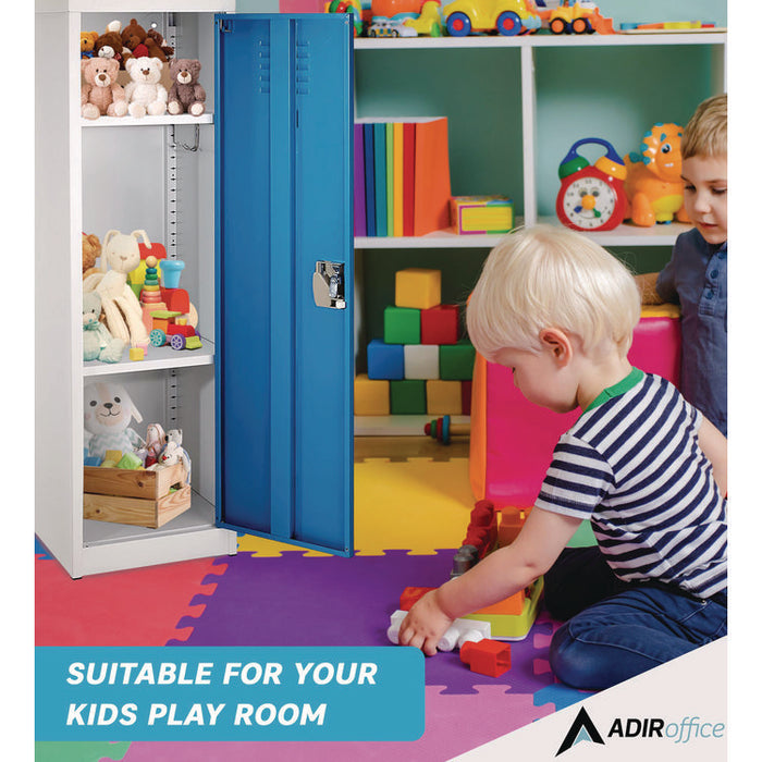 Steel Storage Locker, 1 Compartment, 15 x 15 x 48, Blue