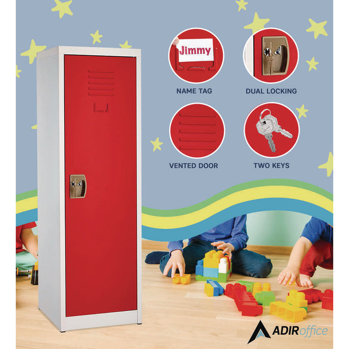 Steel Storage Locker, 1 Compartment, 15 x 15 x 48, Red