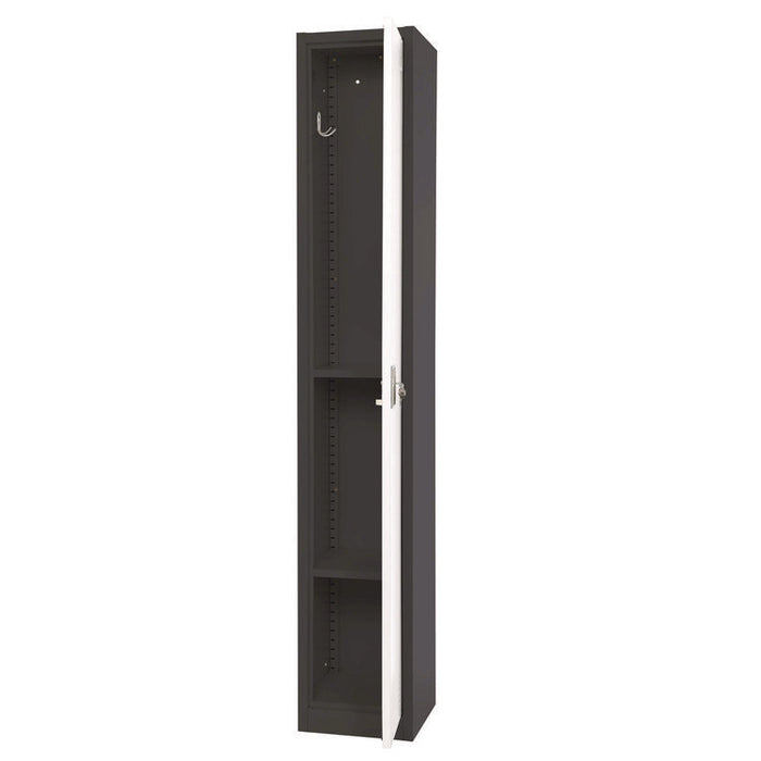 Steel Storage Locker, 1 Compartment, 12 x 12 x 72, Black Body/White Doors