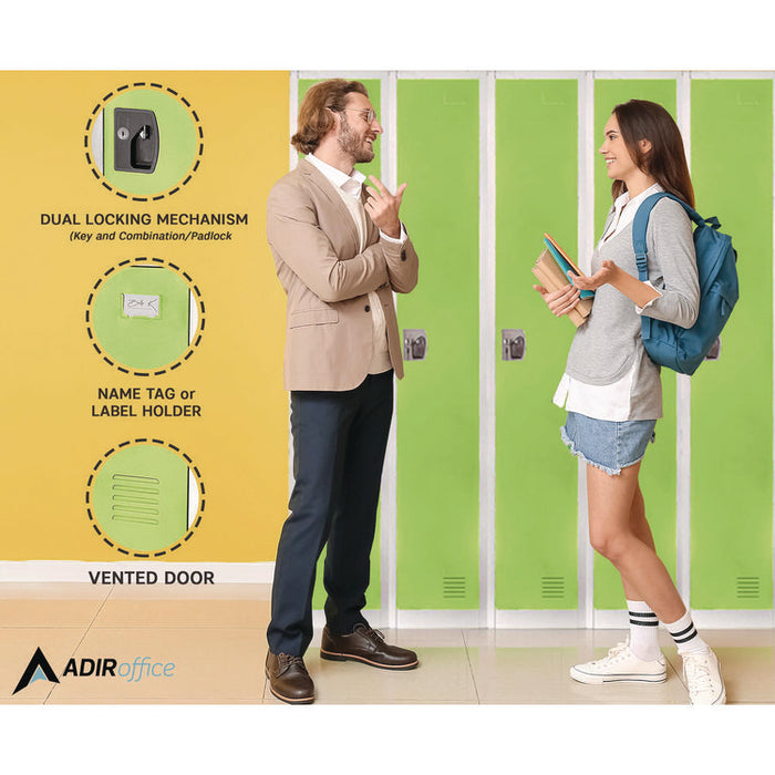 Steel Storage Locker, 1 Compartment, 12 x 12 x 72, Green