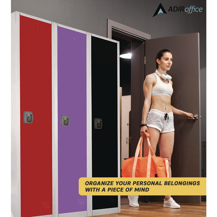 Steel Storage Locker, 1 Compartment, 12 x 12 x 72, Red