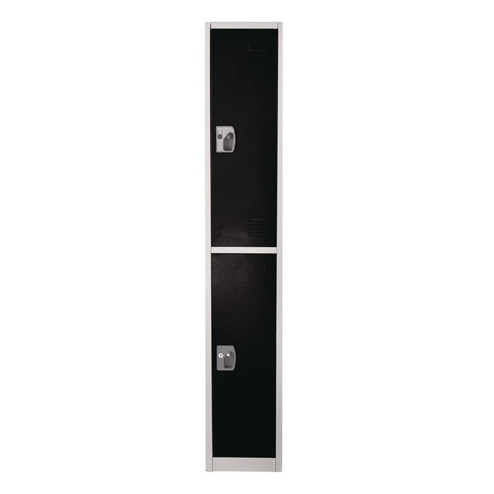 Steel Storage Locker, 2 Compartment, 12 x 12 x 72, Black