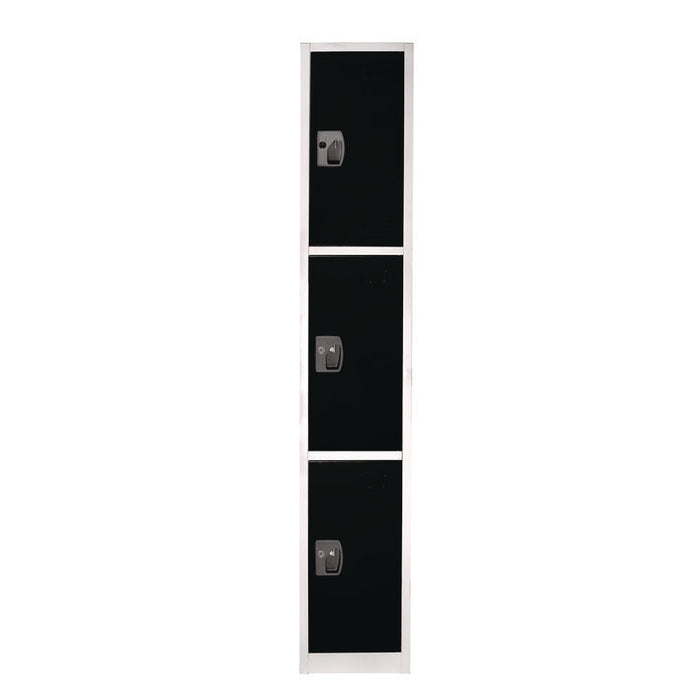 Steel Storage Locker, 3 Compartment, 12 x 12 x 72, Black
