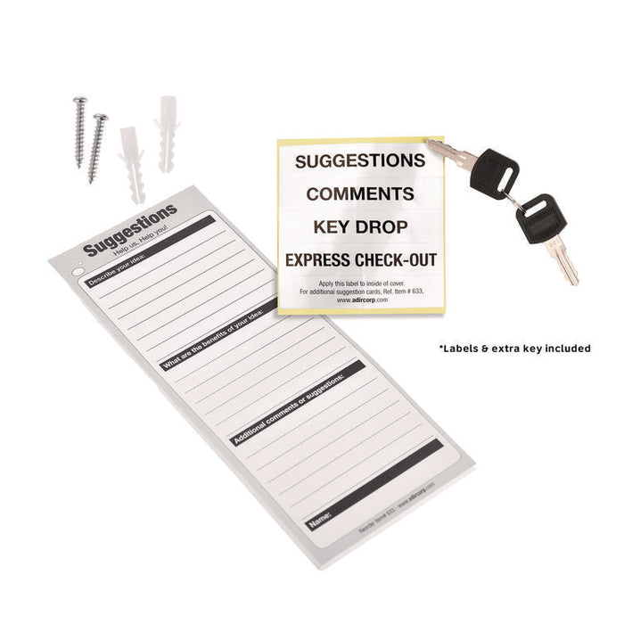 Wall Mountable Steel Suggestion Secure Drop Box with Key, 7 x 6 x 8.5, Stainless Steel 304, Black