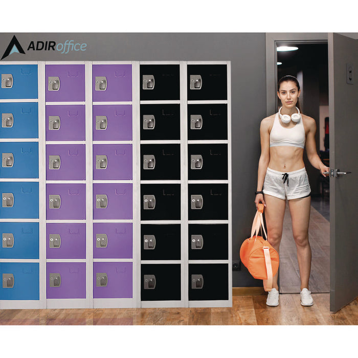 Steel Storage Locker, 6 Compartment, 12 x 12 x 72, Purple