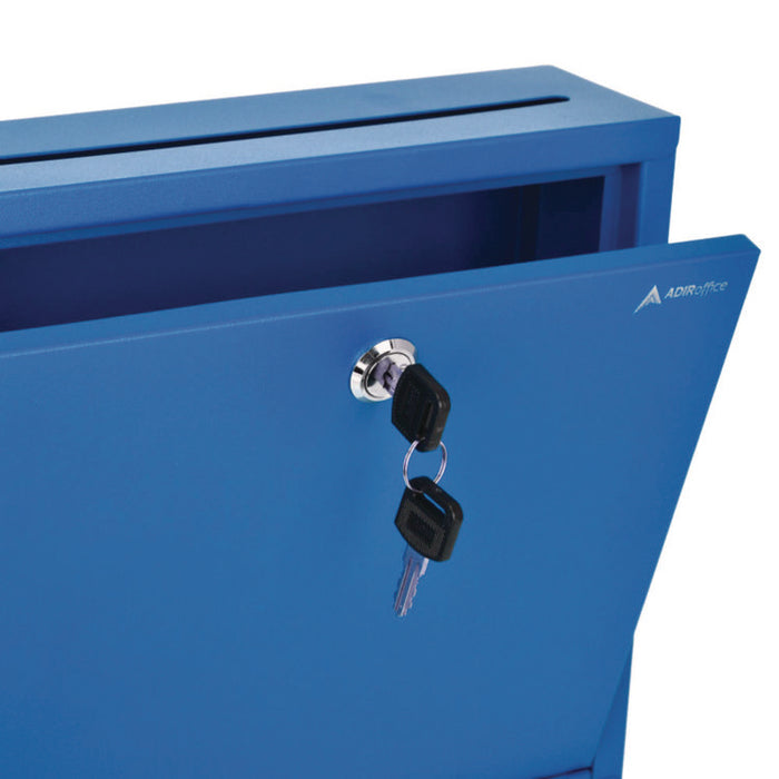Large Size Steel Multi-Purpose Secure Drop Box, 12 x 3 x10, Blue