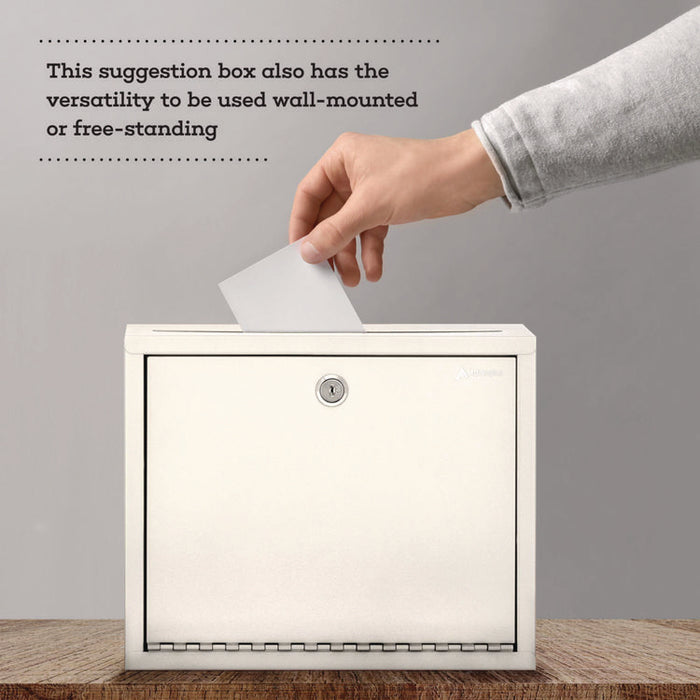 Large Size Steel Multi-Purpose Secure Drop Box, 12 x 3 x 10, White