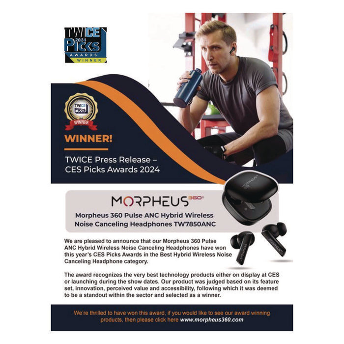 Pulse ANC Hybrid Wireless Noise Cancelling Earbuds, Black