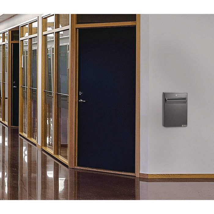 Large Wall Mounted Weatherproof Steel Secure Drop Box, 11 x 2.4 x 16, Black